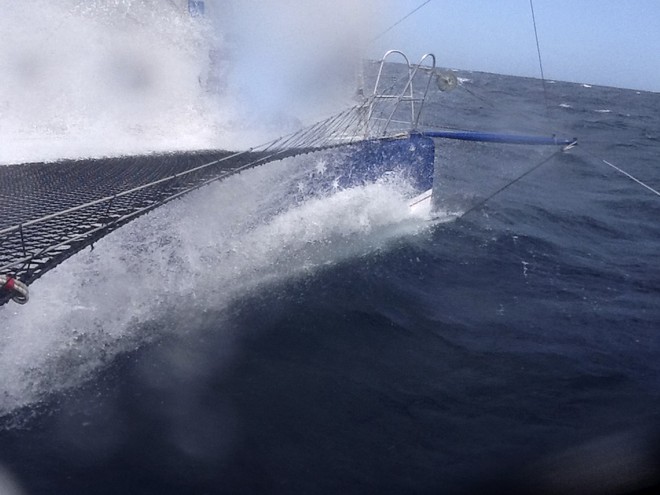 Burying the hull on day 2 - Team Australia Sydney Hobart passage record attempt 2013 © Josh Alexander